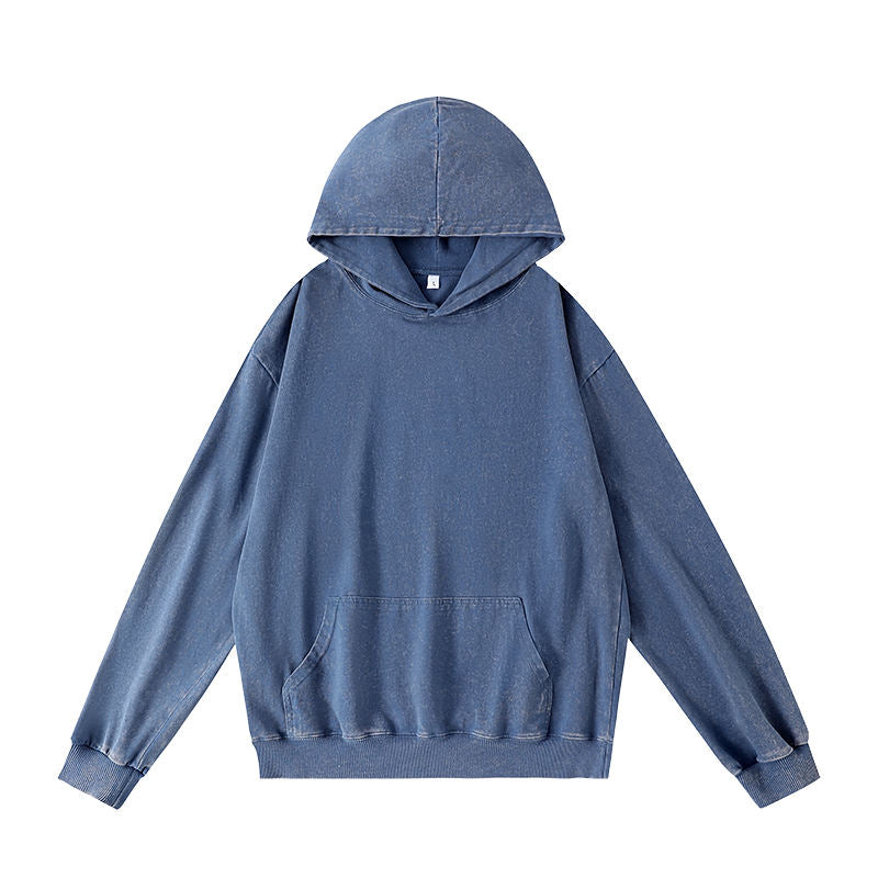 Vintage-Wash Cotton Casual Pullover Sweatshirt
