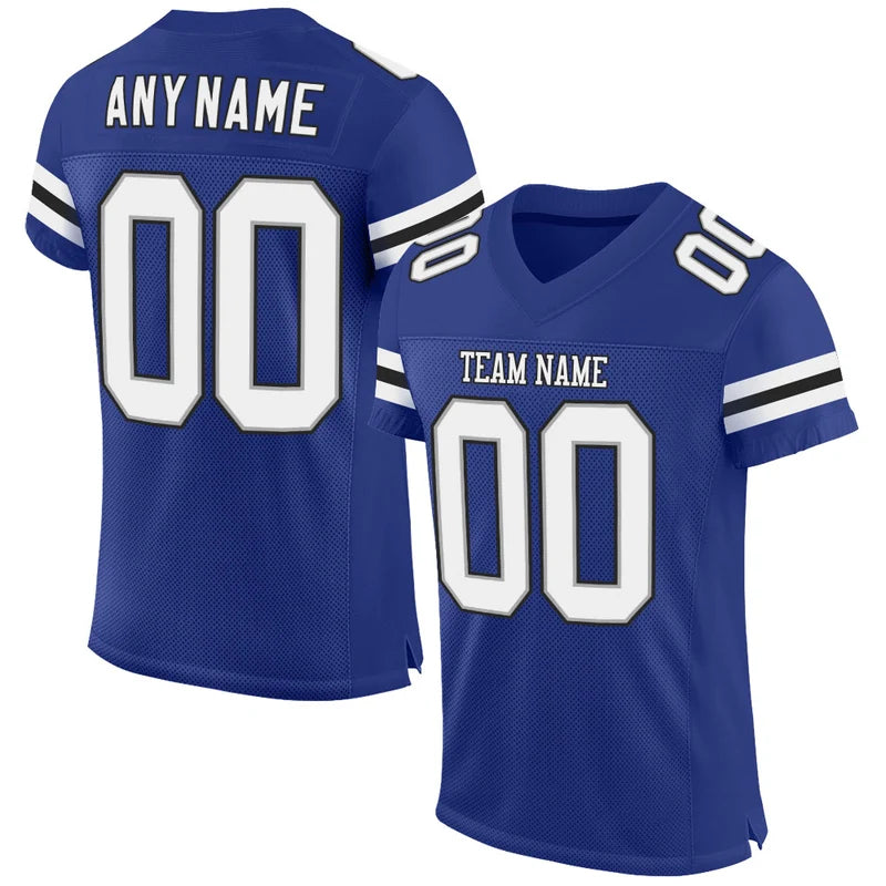Custom White-Black Mesh Football Jersey