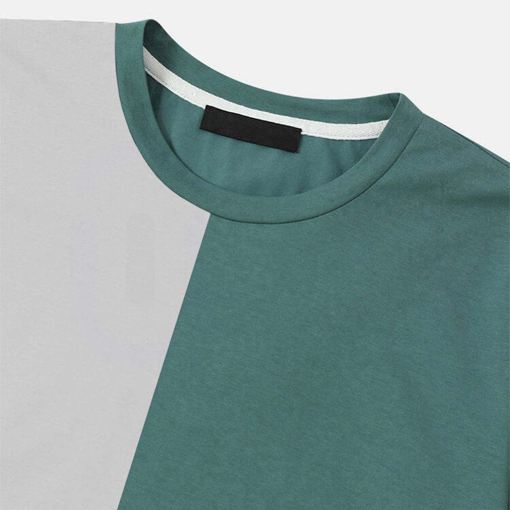 Men's Crew-Neck Color-Block Knit Casual T-Shirt