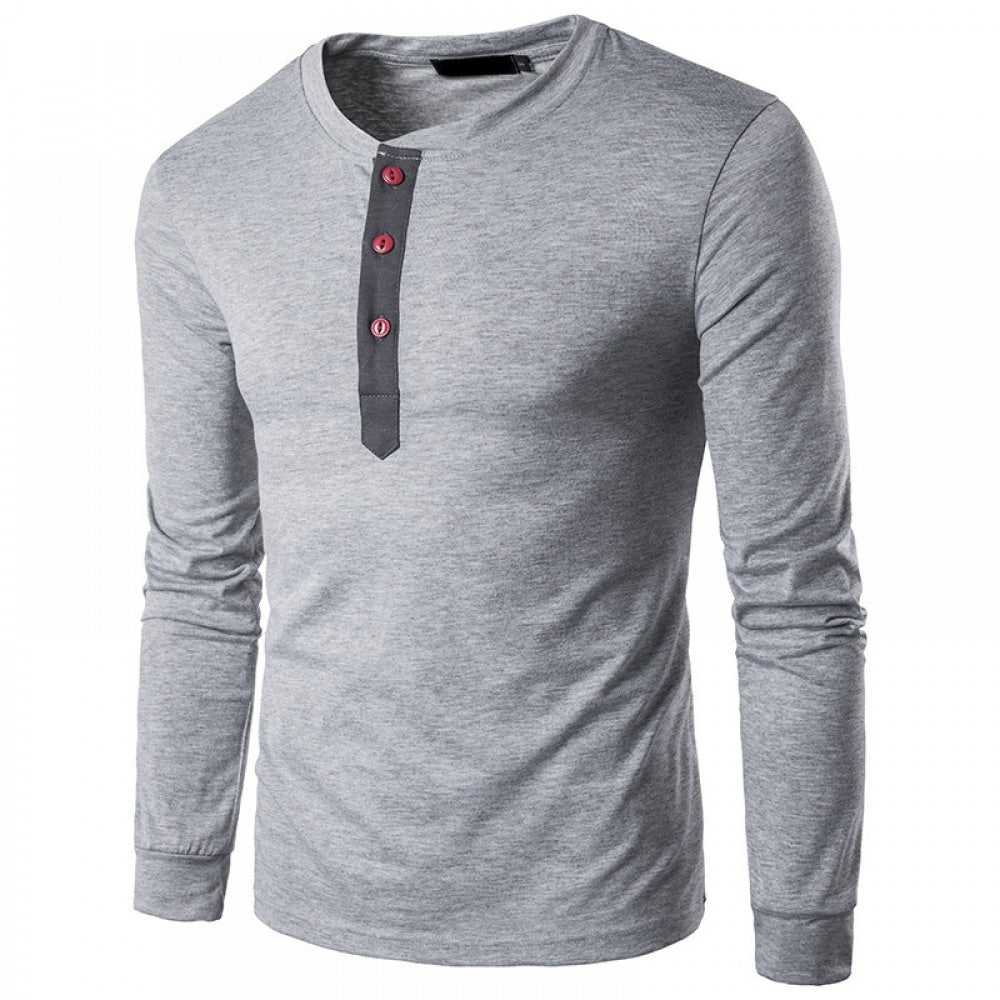 Men's Long-Sleeve Crew-Neck Casual Shirt