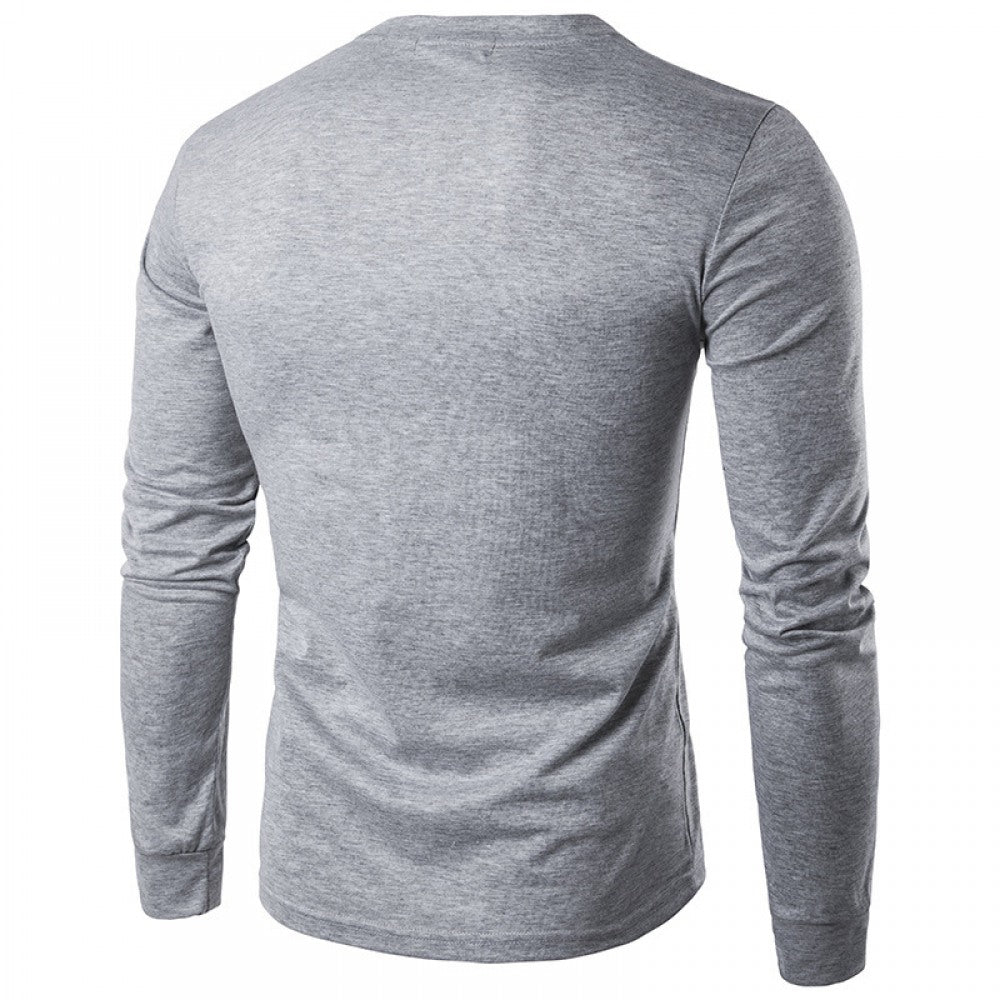 Men's Long-Sleeve Crew-Neck Casual Shirt