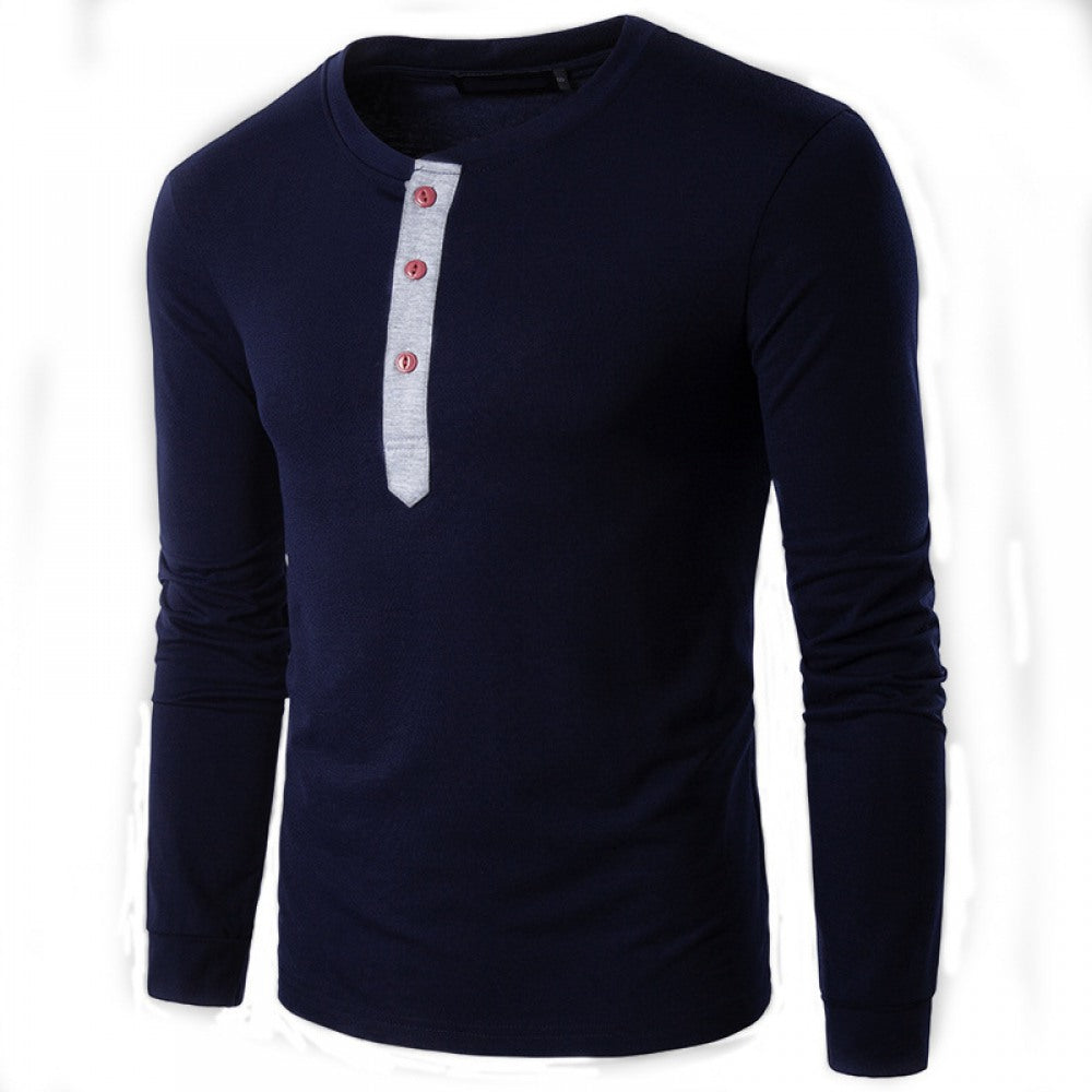 Men's Long-Sleeve Crew-Neck Casual Shirt