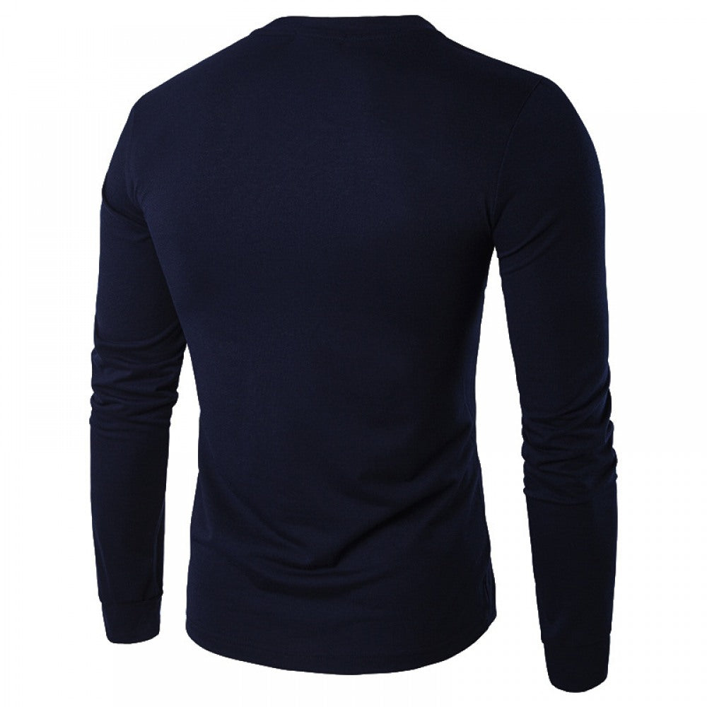 Men's Long-Sleeve Crew-Neck Casual Shirt