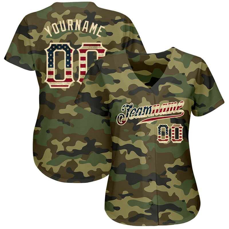 Custom Camo Vintage Baseball Jersey