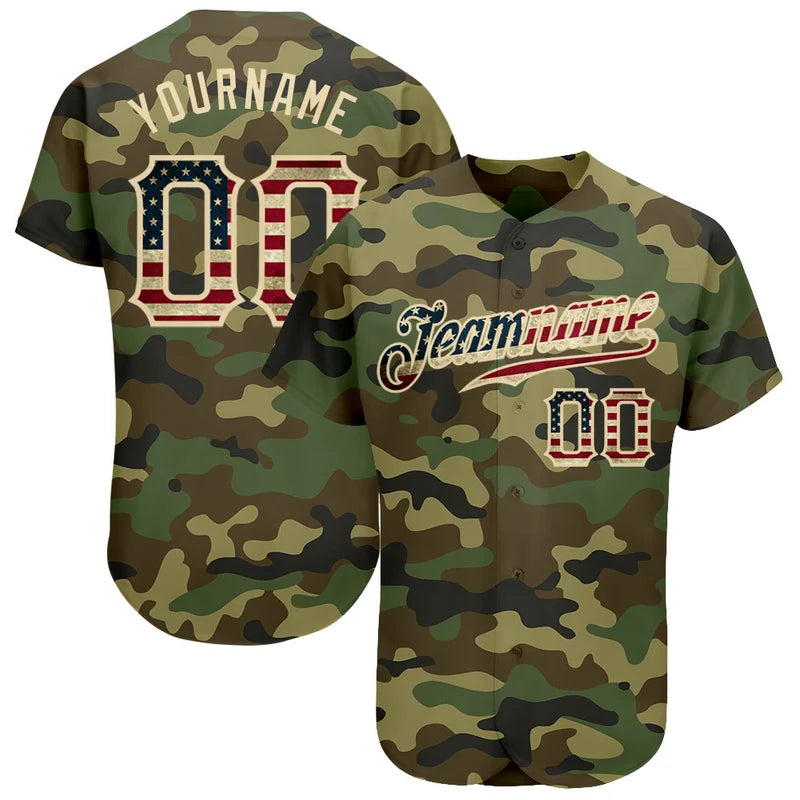 Custom Camo Vintage Baseball Jersey