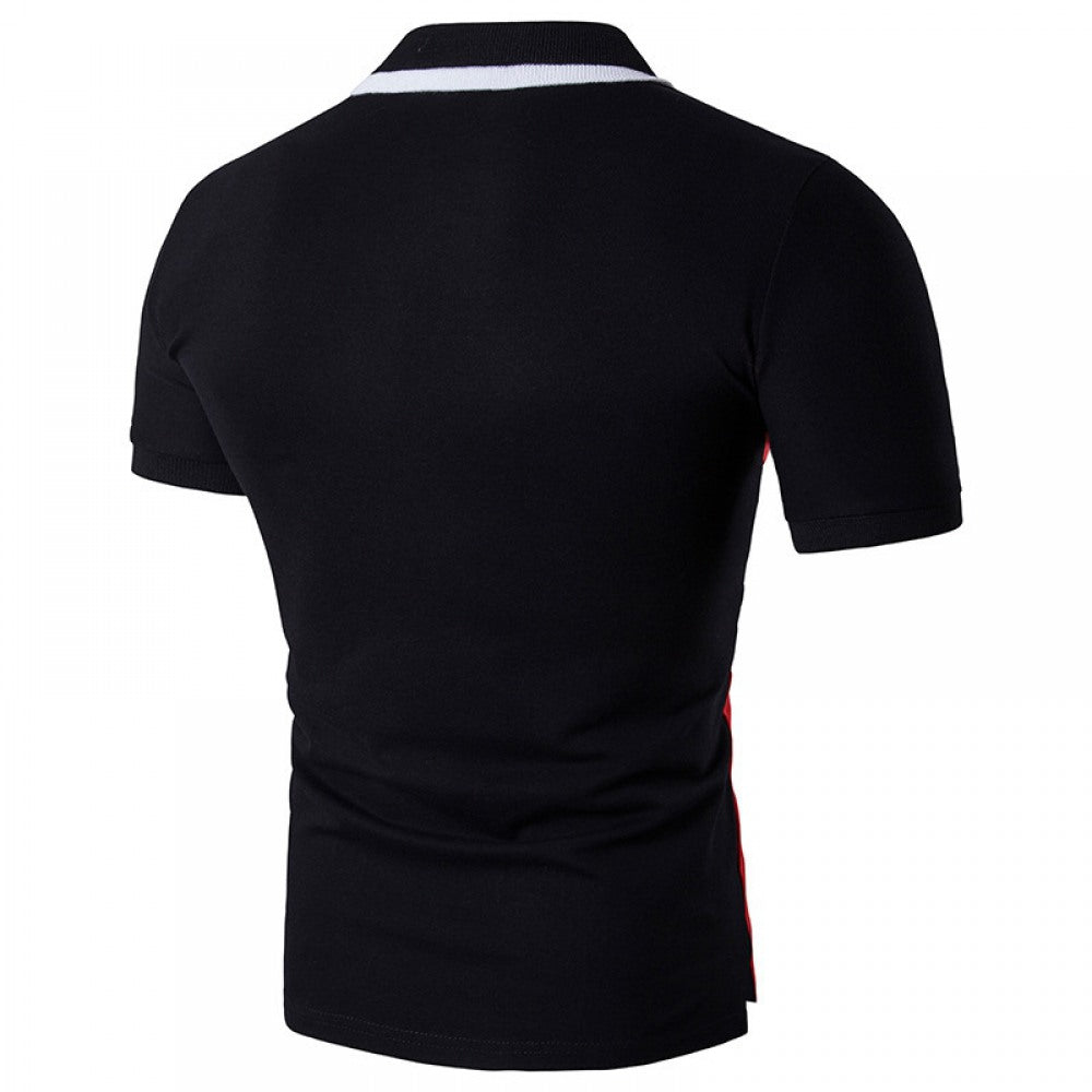 New Men's Striped Panel Collar T-Shirt
