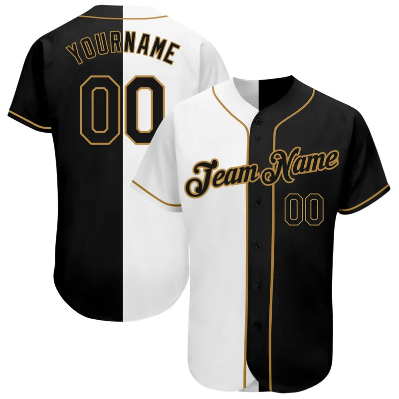 Custom White-Black Split Fashion Baseball Jersey